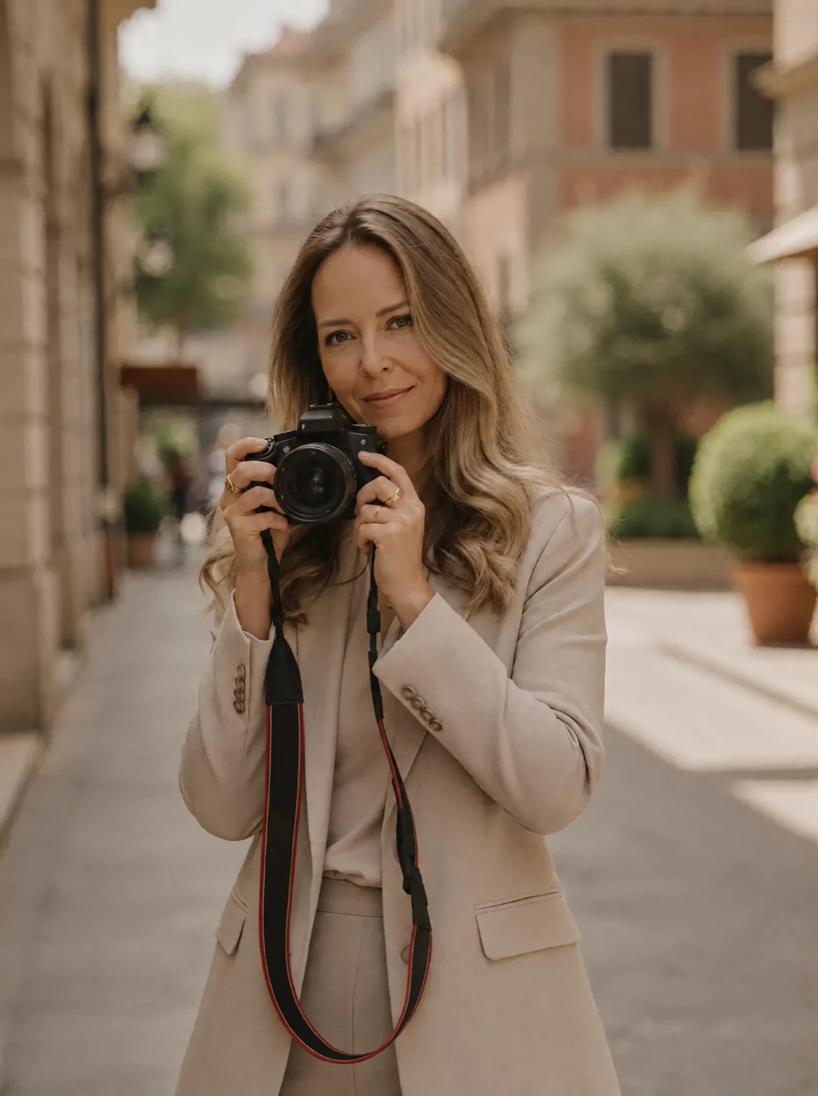 Marina, Hochzeitsfotografin aus Ingolstadt, mit ihrer Kamera